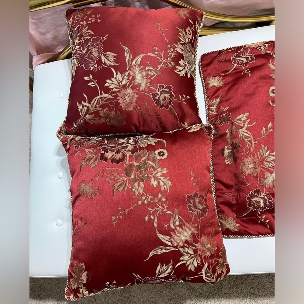 3 items_Matching red pillows (2) and body pillow’s cover (1)